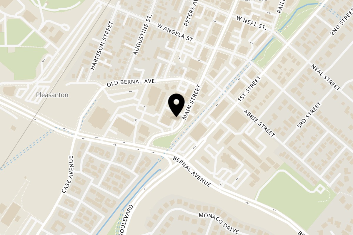 Map showing the location of Domenico's Delicatessen Pleasanton on 201 Main St E in Pleasanton