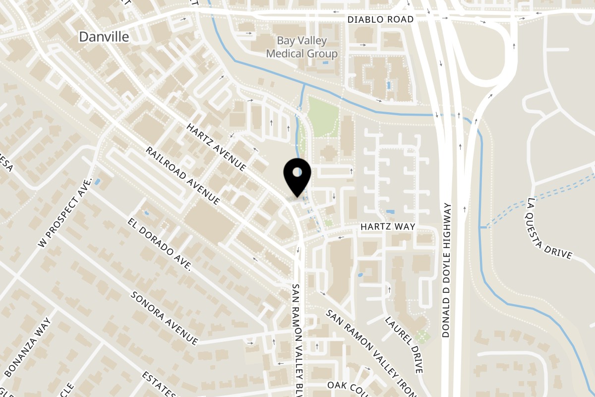 Map showing the location of Domenico's Delicatessen Danville on 682 Hartz Ave in Danville